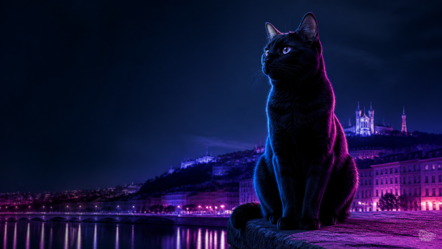 Illustration nocturne de ChatÉmois à Lyon