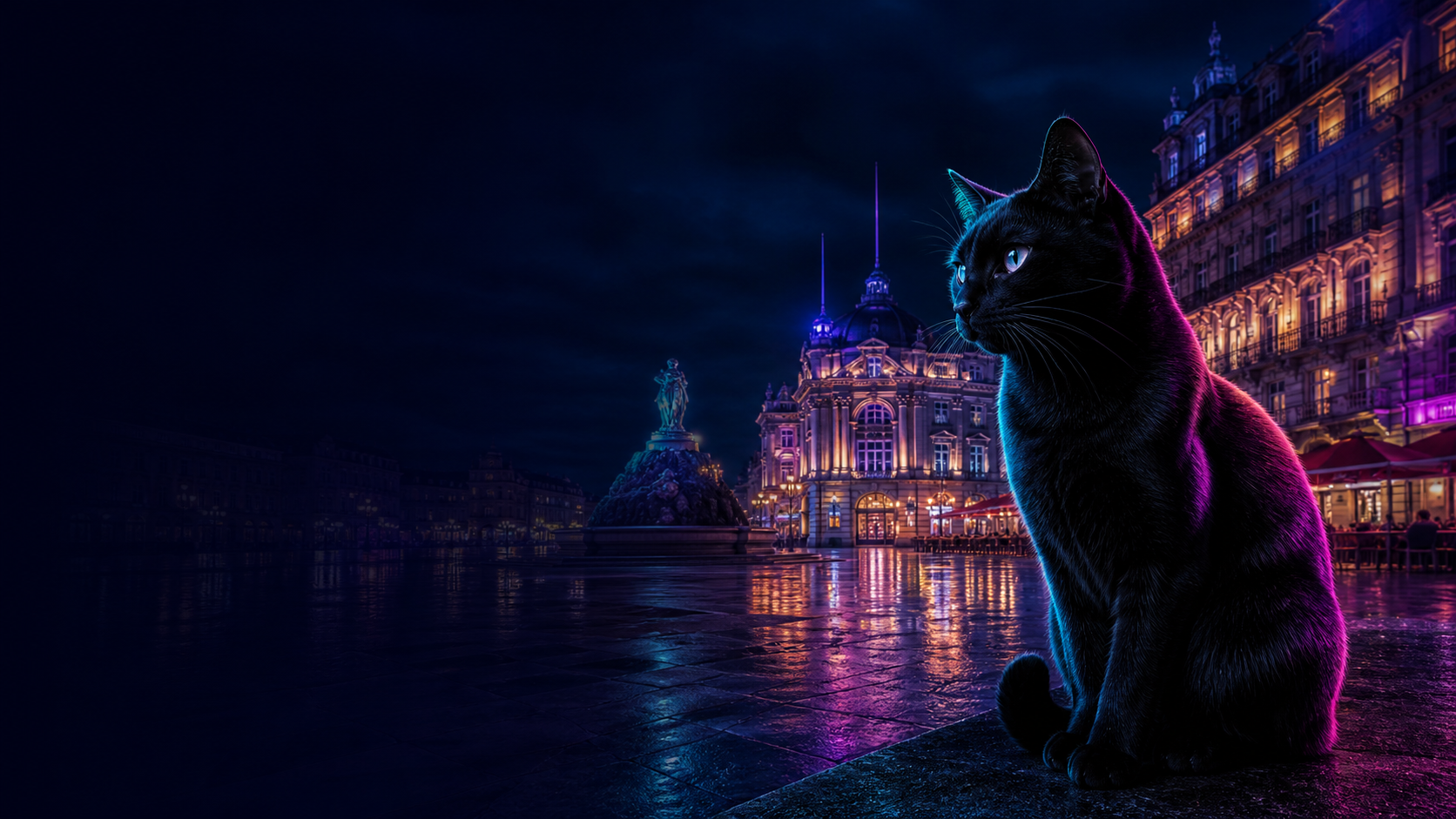 Illustration nocturne de ChatÉmois à Montpellier